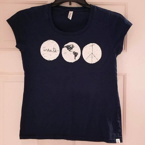 Navy Blue message Tee - Create World Peace - Picture 1 of 6